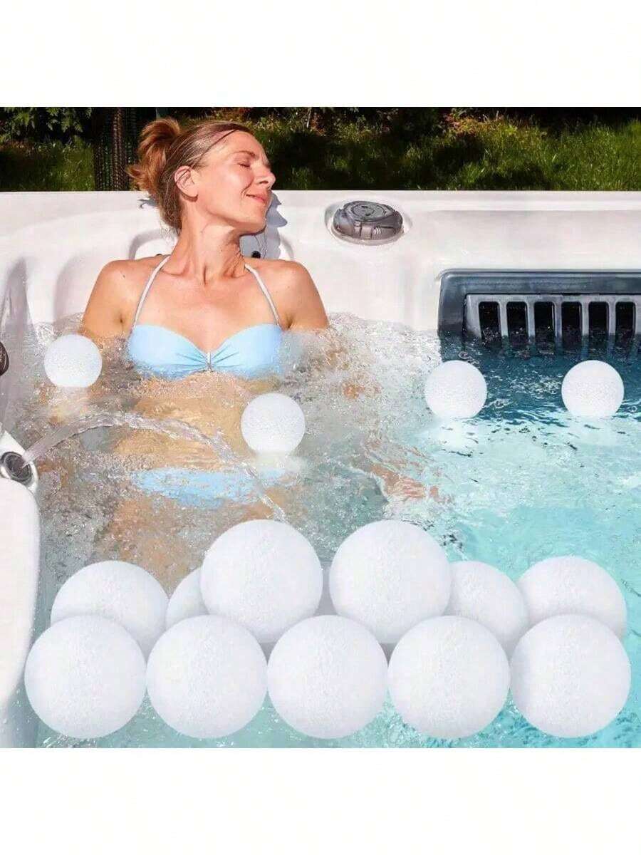 4 Pack 3 Inch Reusable Washable Oil-Absorbing Sponge Cleaning Balls For Swimming Pool, Hot Tub And Spa, Floating Pool Filter, Plastic Material, No Battery Or Power Required, White - Pool Cleaning - View 1