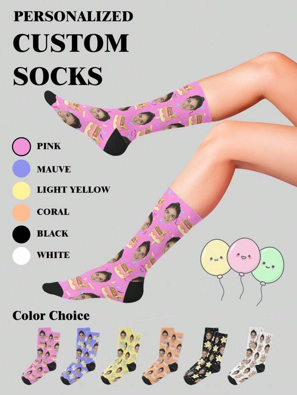 1 paire de chaussettes d'équipage personnalisées, chaussettes avec visage personnalisé, chaussettes de couple, chaussettes avec photo personnalisée, chaussettes imprimées personnalisées, chaussettes avec visage drôle personnalisé, chaussettes avec image personnalisée, mettez n'importe quel visage sur les chaussettes, cadeau d'anniversaire, cadeau de la Saint-Valentin, cadeau de mariage