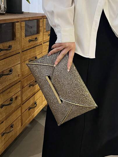 1 件 PU 皮革手拿包，轻巧奢华时尚信封式手提包，适合女士、约会和派对