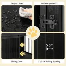 HaluPeit Dog Cage Furniture, 69 Cm Dog Crate, 2 Doors, Modern Indoor Dog Cage For Small/Medium/Large Dogs, Side Table, Dog Cage For Home 49 * 69 * 64.5 Cm, Black - Black - View 4