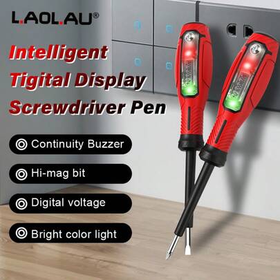 L.A.OL.A.U 1Pc Breakpoint Detector, Multifunctional Screwdriver With Cross/Flat Head, Drop-Proof Rubber Wrapped + Ergonomic Design With LED Illumination, Household Detection Tool With Red & Green Color Lights, Ideal For Screwdrivers And Breakpoint Identification, Zero-Conductivity Electrical Tester, Household Detection Tool | Multifunctional Tool | Plastic Construction
