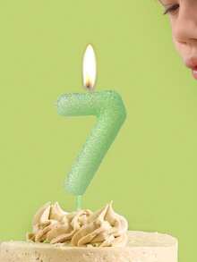 Glow-In-The-Dark Light Green Sprinkle Numeric 0-9 Birthday, Wedding, Valentine's Day, Anniversary Party Cake Decorative Candles - Light Green - View 1