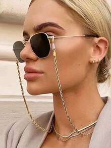 1 chiếc dây đeo kính bằng kim loại đơn giản và thời trang hình que bánh rán xoắn, dây đeo kính chống rơi, phụ kiện kính mắt dành cho nữ, dây đeo kính thời trang dành cho nữ. - Nhiều màu - Xem 1