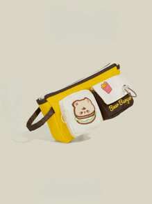 1pc Bear Burger Design Pencil Case, Large Capacity Stationery Storage Bag,For School Supplies,Back To School
