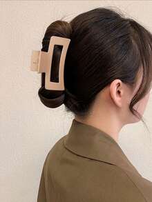 发夹 3 件优雅方形 3.3 英寸棕色发夹，时尚发夹，适合浓密头发，2025 年新款发饰，学校用品，大学 - 彩色 - 查看 2