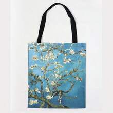经典大师梵高帆布手提包，油画星夜、向日葵、杏花、咖啡印花女士手提包，轻便单肩包，多功能适合外出、摄影 - 彩色 - 查看 8