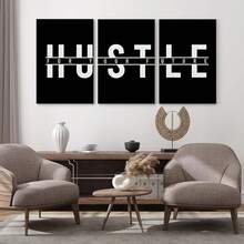 GUBIYU Black Hustle Grind Execution Wall Art Set Of 3 Framed Canvas Office Inspirational Motiviational Wall Decor Art Positive Quotes Posters Living Room Pictures Walls Decor Mens Guys 12x16 - 黑色002 - 查看 8