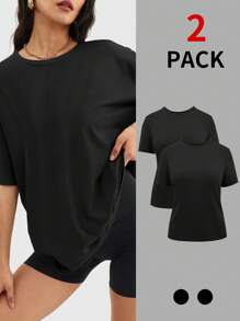 女士超大码纯棉T恤两件装 - 柔软舒适的夏季必备T恤