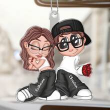 Catygift Acessórios automotivos personalizados Y2K, pingente de carro personalizado em estilo cartoon para casais, presente de aniversário exclusivo, presente para namorado/namorada, presente de casamento, nome e design personalizáveis. - Como mostrado - Ver 5