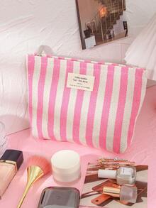 Colorful Strip Makeup Bag Women's Canvas Makeup Clutch Pouch Portable Zipper Cosmetics Bag Travel Toiletry Bag Ins Style Bags And Purses For Women - Multicolor - View 12