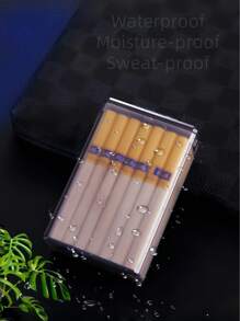 1 Peça Estojo de Cigarros Portátil Personalizado com Capacidade para 20 Cigarros, Cor Branca/Café Transparente, Tampa Deslizante Criativa Anti-Esmagamento e Anti-Umidade para Armazenamento de Cigarros, para Homens