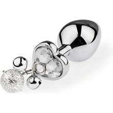 Plug anal avec cloche en métal, plug anal en noyer, chambre postérieure élargie, plug anal à gong rond en argent, Sexe, Sexy, Jouets sexuels, Outils sexuels, Outils pour le sexe, Produits SM pour homme, femme et couples