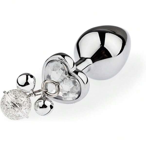 Plug anal avec cloche en métal, plug anal en noyer, chambre postérieure élargie, plug anal à gong rond en argent, Sexe, Sexy, Jouets sexuels, Outils sexuels, Outils pour le sexe, Produits SM pour homme, femme et couples