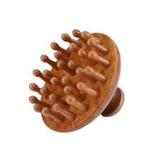 Bàn chải massage da đầu bằng gỗ đa năng, bàn chải Gua Sha phù hợp cho cả nam và nữ, dụng cụ massage tóc và cơ thể. - màu nâu - Xem 7