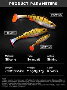 Spinpoler Vigour Perch 7厘米 11厘米 14厘米 桨尾软饵鱼饵紫外线活性摇摆饵适用于鲈鱼梭子鱼梭鲈
