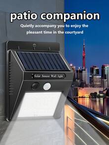 1/2/4 件太阳能户外壁灯，4000W 超亮 40 LED 庭院灯，带遥控器，三种照明模式，适用于花园、车库、车道、露台、家居装饰、户外装饰、房屋装饰、游泳池、圣诞节装饰、万圣节装饰。返校礼物 - 40LED-三種模式 - 查看 2