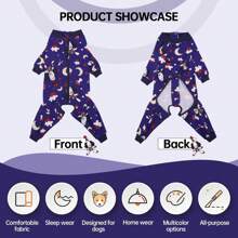 1pc Dog Pajamas With Zipper At Back, Cartoon Design Fully Covers 4 Legs, Suitable For Medium To Large Dogs