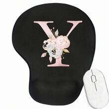 Pink Flower Letter Wrist Rest Mouse Pad Comfortable Hand Rest Support Non Slip Mice Mat Soft Pink Mouse Mat Deskpad For PC Laptop Computer - Black - View 9