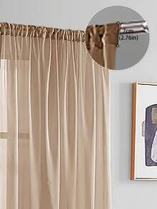 1 rèm voan mỏng, vải mỏng nhẹ, cản nắng và cách nhiệt, thiết kế dạng túi treo, độ rủ tốt, thích hợp trang trí phòng khách, phòng ngủ, ban công | Trang trí mùa thu, trang trí phòng - Màu Nâu Quýt - Xem 2