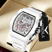 Fashionable Men's Quartz Tonneau Watch With Date Display, Waterproof Function, And Luminous Watch, Suitable For Leisure And Outdoor Sports, Is An Ideal Gift Choice For Men.