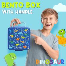 Lonchera Bento para Niños, Lonchera Bento a Prueba de Fugas para Niños Pequeños con 4 Compartimentos, Libre de BPA, Contenedor de Almuerzo Apto para Lavavajillas con Utensilios, Tamaños de Porciones Ideales para Niñas y Niños de 3 a 12 Años para la Escuela - A14. Espacio - Ver 7