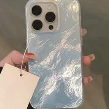 Funda para teléfono (1 unidad) con diseño de glaciar y remolino, con orificios grandes. Funda IMD compatible con phone 6/15/14/13/12 Pro, 14, 15 y 16 Plus. Resistente a caídas y golpes. - Plateado - Ver 3