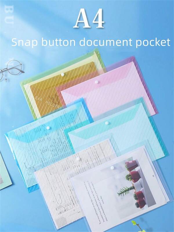 1/11pcs, A4 Transparent File Bag Folder, Test Paper Storage Bag, Archive Information Bag, Office Document Storage Bag, Thickened Large Capacity Waterproof Student Stationery Storage Bag A4 Plastic Folder With Snap Closure - Durable PP Transparent File Envelope For Office And Student Paper Storage