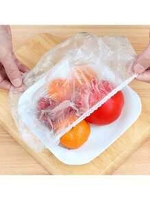 100PCS Disposable Plastic WrapFor Keeping Leftover Foods FreshWith Elastic And Self Seal Closure,Suitable For Covering Bowls AndDishes, Home Use