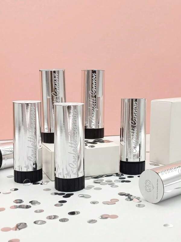 6pcs Silver-Colored Firework Shells, Silver-Colored Paper Confetti Cannon Popper, Party Decoration & Gift For Wedding, Birthday, Graduation, Anniversary, New Year,Suitable For Weddings, Birthday Parties And Anniversaries, It Is The Perfect Choice For Creating An Atmosphere And Can Be Used Both Indoors And Outdoors.
