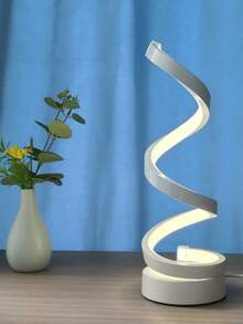 Spiral LED Desk Lamp, Geometric Pattern, Antique Metal Finish, Plastic Material, Dimmable, Freestanding Mount, Holiday Theme, Polished Finish, Touch Switch Control, Adjustable Lighting, Suitable For Various Room Types, USB Powered