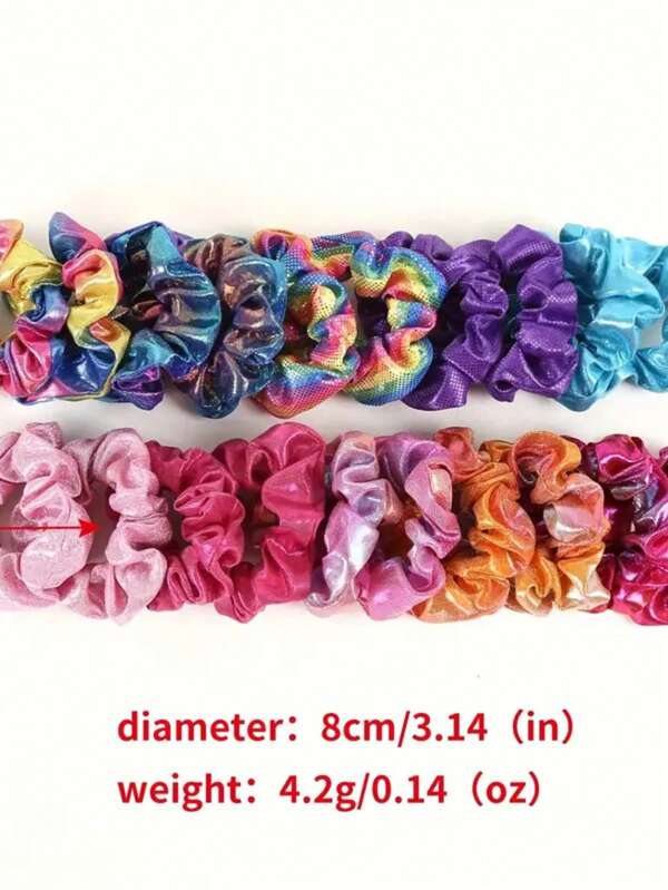 20pcs Y2K Holographic Dotted Scrunchies Colorful Hair Ties, Sweet Ponytail Holder Hair Accessories For Girls, Random Color Assortment