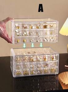 1pc Multi-Layer Transparent Jewelry Storage Box, Jewelry Box For Necklaces, Jewelry Organizer With Dividers & Slots, Suitable For Storing Earrings, Rings, Bracelets, Jewelry & Accessories, Desktop Storage, Craft Supplies For Women Storage Organizer Travel Essentials Back To School Dormitory Storage Fall Decor