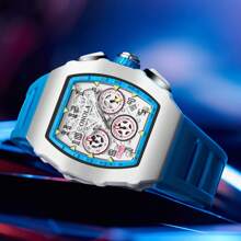 Fashionable Men's Quartz Tonneau Watch With Date Display, Waterproof Function, And Luminous Watch, Suitable For Leisure And Outdoor Sports, Is An Ideal Gift Choice For Men.