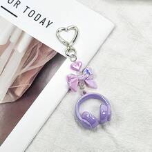 1件男女通用新款ins风音乐耳机设计钥匙扣，创意迷你麦克风、吉他、音符吊坠，独特配饰，送给音乐爱好者和车迷的礼物，可爱哥特风Y2K包包配饰挂绳带证件夹，汽车配饰包饰，汽车配饰，送给老师、朋友、姐妹的礼物创意 - 彩色 - 查看 3