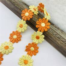 1 yarda 25mm Lindo de encaje con flores de margarita coloridas para tejer cinta bordada de boda DIY hecha a mano con parches, suministros de costura, manualidades - Elige colores - Ver 14