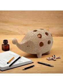 1 件多槽木制笔筒，大容量防倾倒树脂笔杯，文具收纳盒 | 可爱刺猬动物形状笔筒 + 圆形设计 + 圆角 + 隔层收纳，桌面收纳笔筒，新年和返校礼物，儿童学习桌用品