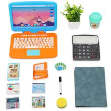 Kids Home Office Set, Playing House Game For 3+ Years Old-Equipped With Laptop, Writing Whiteboard Book, Tablet, With Calculator, Simulated Mobile Phone, Headphones&Kids Drink Cup, Pretend Working Toy - Orange - View 3