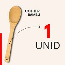 Jogo 2 Colher De Bambu 30cm Madeira Bamboo Pau Cozinha Multiuso - Damasco - Visão 1