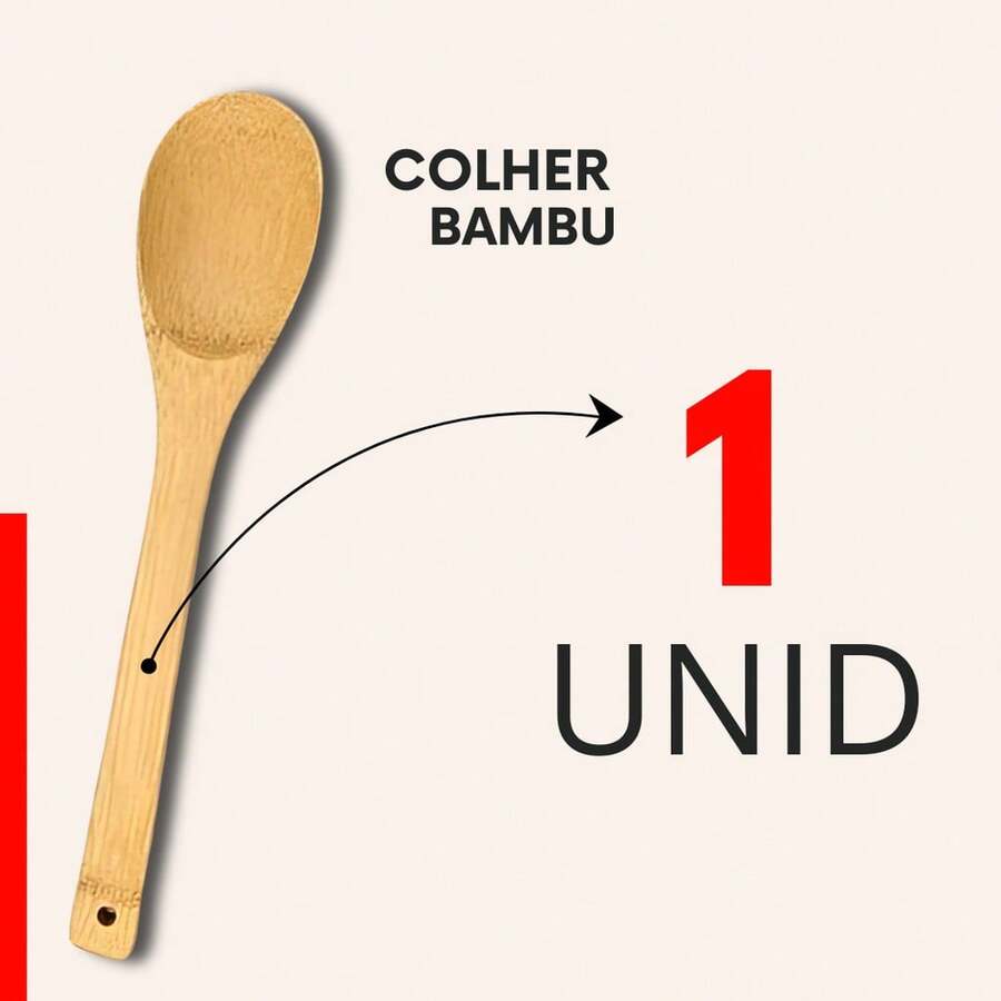 Jogo 2 Colher De Bambu 30cm Madeira Bamboo Pau Cozinha Multiuso - Damasco - Visão 1