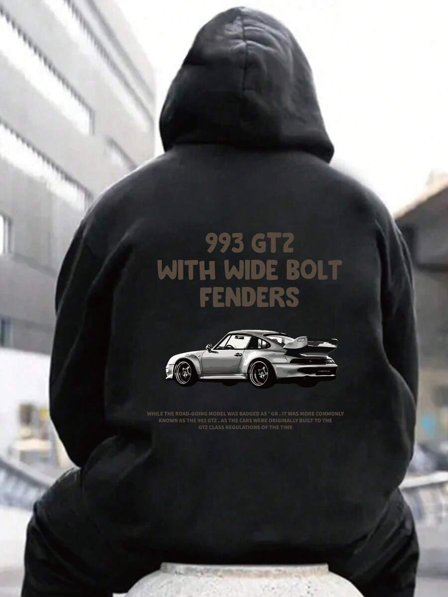 Herren Große Größen Langarm Lässig Hoodie Sweatshirt, Supercar Muster, Urban Street Style Lässliche Sportbekleidung für Wochenende, Herbst/Winter