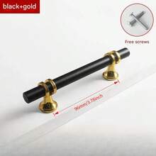 6pcs Elegant Black Gold Stainless Steel Cabinet Handles - Polished Finish, Durable Metal + Plastic Structure, Suitable For Drawers And Cabinets, Perfect For Home And Office Decor - Black Gold - View 14