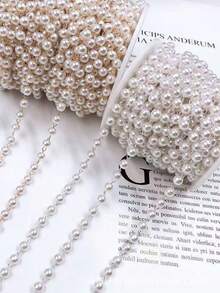 1 Pieza / 1m Cadena de Perlas Falsas de ABS con 6 diámetros de perla diferentes, 2 colores de cadena, adecuado para manualidades de joyería DIY