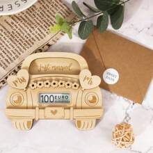 1 Pc/3 Pcs New Wooden Marriage Car Wallet, Wedding Gift Wallet, Heart & Flower Wooden Craft, Wooden Marriage Wallet, Car Wallet