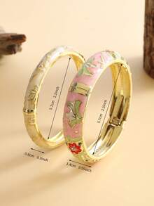 2件/3件景泰蓝珐琅粗手链，新款时尚复古滴油镂空女式手链，适合女性日常佩戴，是送给女性和年轻女孩的精美珠宝礼物 - 彩色 - 查看 8