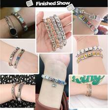 DIY Italian Charms Bracelet Set With 9 Charms And Starter Bracelet - A-Starter 手鍊套裝-金色 - 查看 4