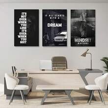 GUBIYU Black Hustle Grind Execution Wall Art Set Of 3 Framed Canvas Office Inspirational Motiviational Wall Decor Art Positive Quotes Posters Living Room Pictures Walls Decor Mens Guys 12x16 - A002 黑白勵志牆飾 - 查看 5