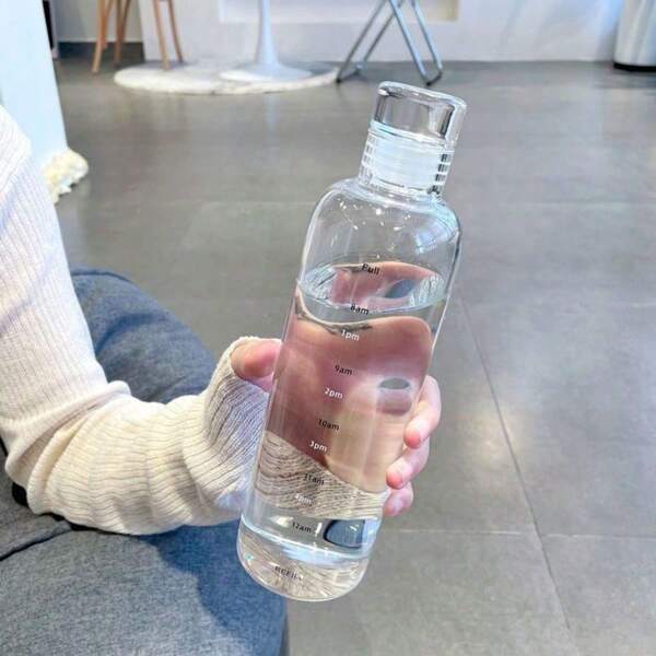 1 pièce Petite bouteille d'eau en plastique à petite ouverture, tasse d'eau de sport en plastique transparent pour étudiants