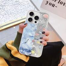 1pc Marine Life Transparent Cute Cartoon Starfish, Seahorse, Turtle & Wave Pattern Asymmetrical Ripple IMD Shockproof Gradient Icy Tin Foil Shiny Silver Laser Artistic Design Phone Case Suitable For Android/Compatible With OPPO/Compatible With VIVO/Compatible With Honor/Compatible With Redmi/Transsion/ Waterproof Anti-Fall Scratch Resistant,International Version, Not The Domestic Version - Multicolor - View 2