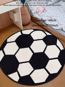 1 pieza Alfombra con forma de balón de fútbol, alfombra pequeña, alfombra redonda, alfombra de dormitorio, decoración de habitación, alfombra de sala de estar, decoración del hogar, alfombra de área, alfombra de cocina, alfombra de sala de juegos, felpudo, decoración de oficina, alfombra de baño, entrada, decoración de habitación, decoración del hogar, anti-contaminación, durable, anti-polvo - Blanco y Negro - Ver 20
