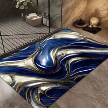 1 Stück goldene Samt Blau Abstrakte Kunst Flur Matte, Luxuriöser dekorativer Wohnzimmer Teppich, Weiche bequeme Lässig Laufmatte rutschfest waschbar Küchenboden Matten, Rutschfest Diatomit Küchenteppich, Küchenmatten - Verschiedenfarbig - Übersicht 11